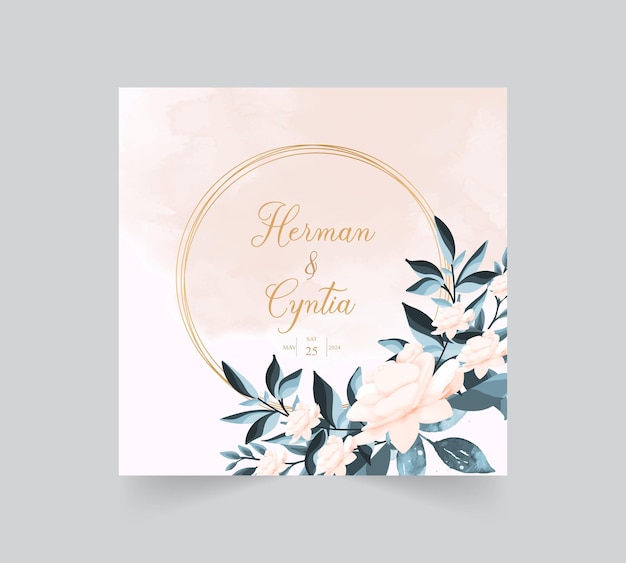 Carte D'invitation De Mariage Chrysanthème Aquarelle