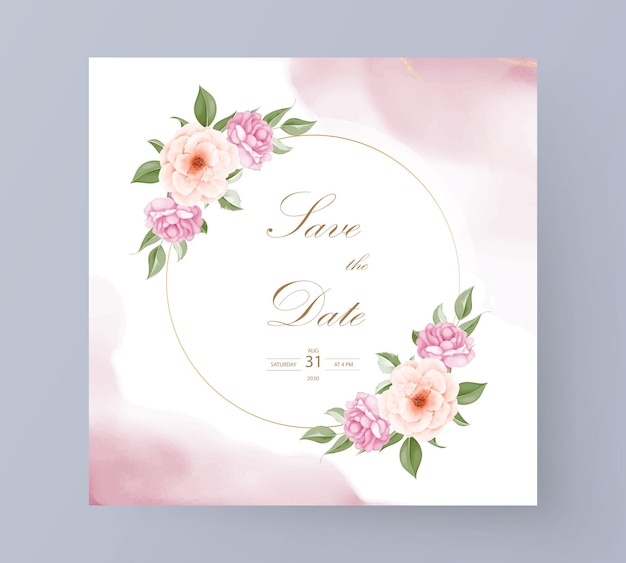 Carte D'invitation De Mariage De Chrysanthème Aquarelle