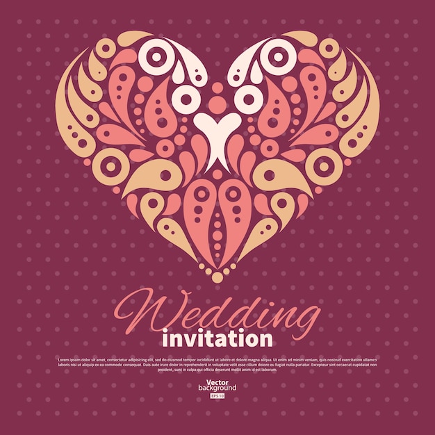 Carte D'invitation De Mariage Avec Coeur élégant Décoratif