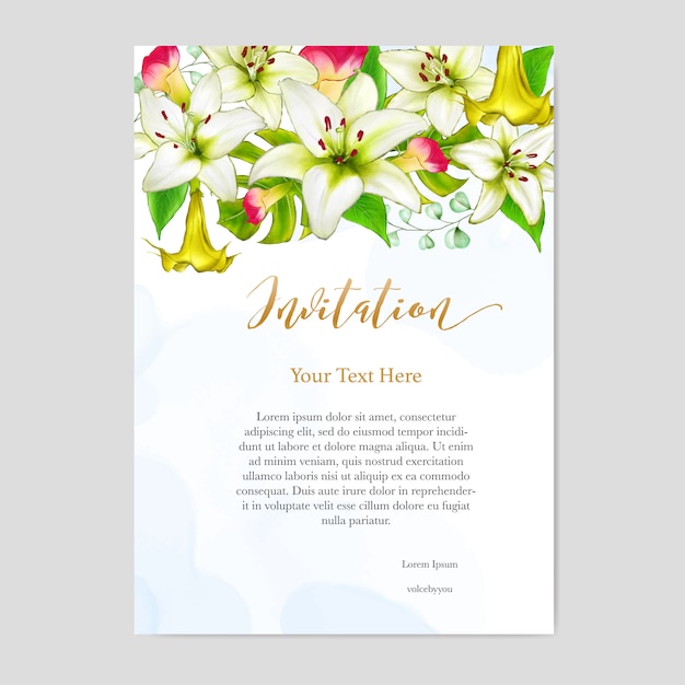 Carte D'invitation De Mariage Design Floral