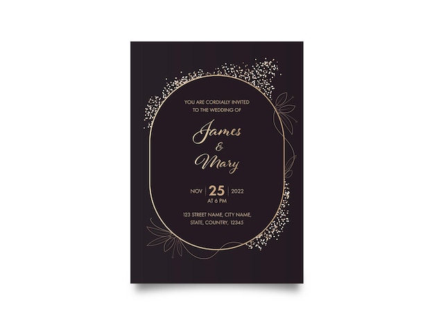 Carte D'invitation De Mariage Avec Détails De L'événement De Couleur Marron.