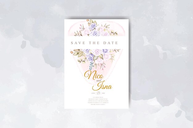 Carte D'invitation De Mariage élégante Avec Une Belle Aquarelle Florale Douce