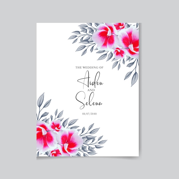 Vecteur carte d'invitation de mariage élégante avec de belles fleurs