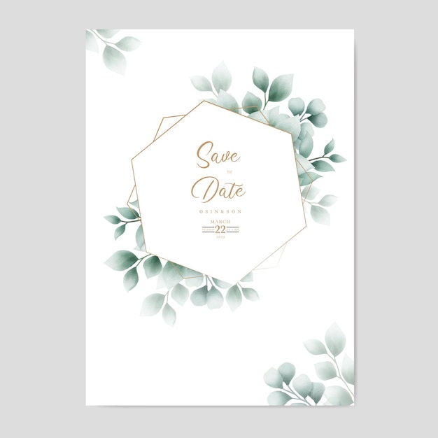 Vecteur carte d'invitation de mariage avec des feuilles d'eucalyptus aquarelle