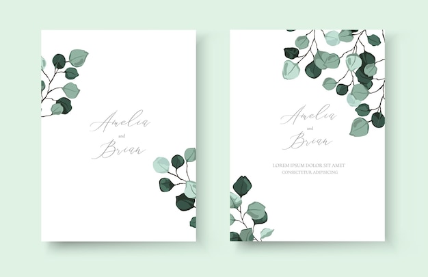 Vecteur carte d'invitation de mariage avec des feuilles