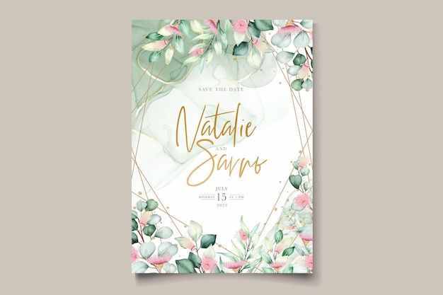 carte d'invitation de mariage de fleurs d'eucalyptus