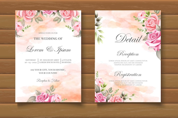 Carte D'invitation De Mariage Floral Aquarelle élégante