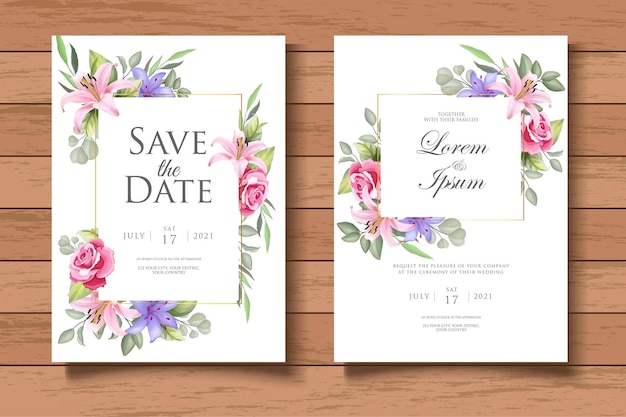 Carte D'invitation De Mariage Floral Aquarelle Splash