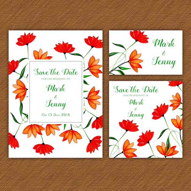 Carte D'invitation De Mariage Floral Aquarelle