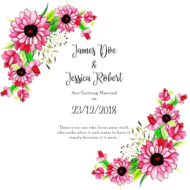 Carte D'invitation De Mariage Floral Aquarelle