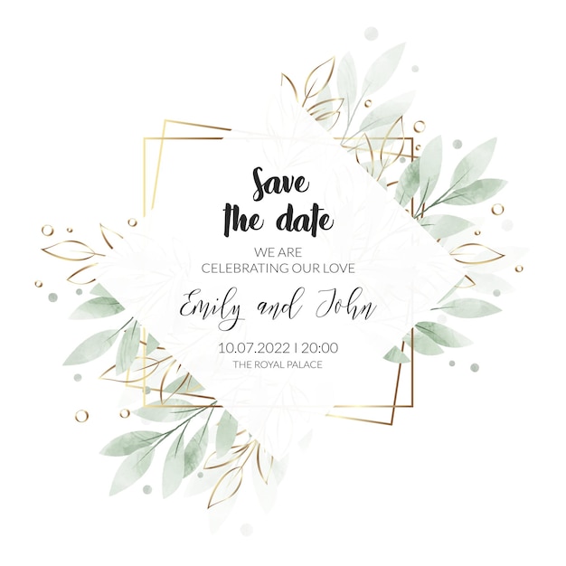 carte d'invitation de mariage floral aquarelle