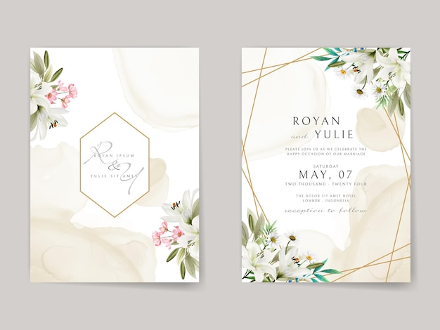 Carte D'invitation De Mariage Floral Blanc élégant