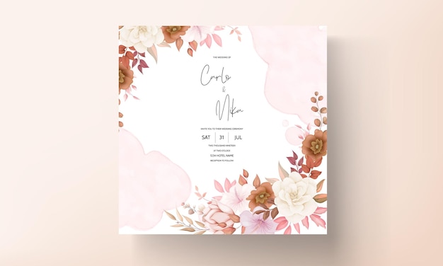 Carte D & # 39; Invitation De Mariage Floral Boho