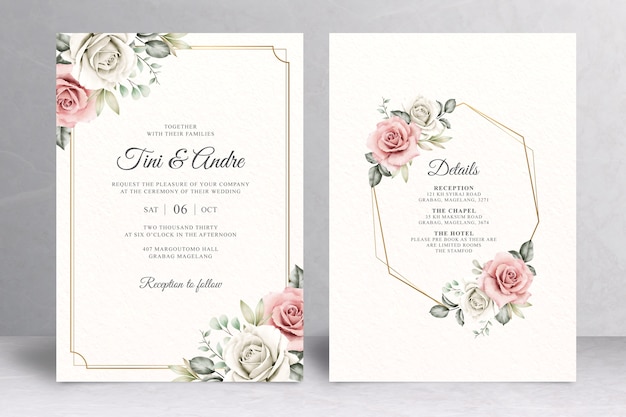 Vecteur carte d'invitation de mariage floral élégant