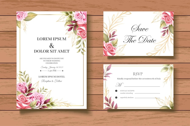 Carte D'invitation De Mariage Floral élégant