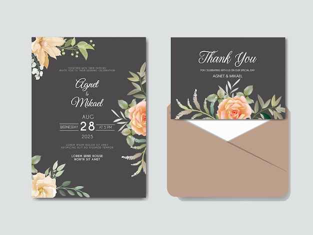 Carte D'invitation De Mariage Floral Magnifique