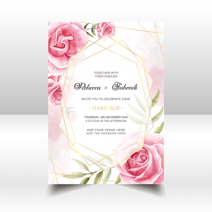 Vecteur carte d&#39;invitation de mariage floral vintage aquarelle