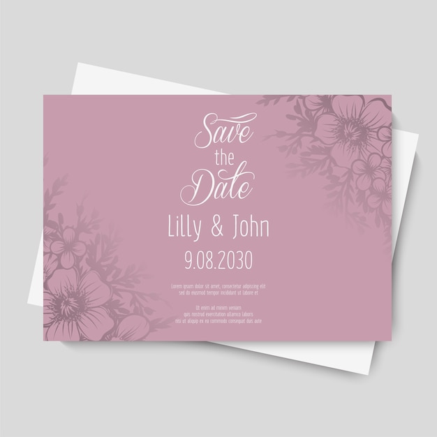 Carte D'invitation De Mariage Floral