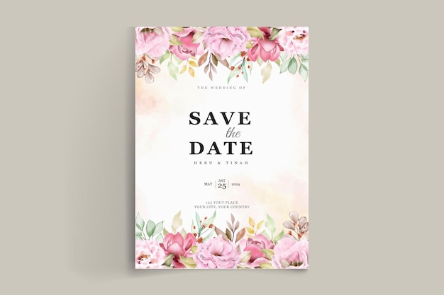 Carte D & # 39; Invitation De Mariage Floral