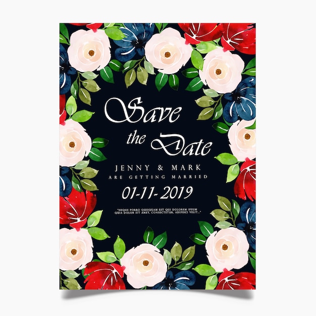 Carte D'invitation De Mariage Floral