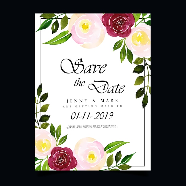 Carte D'invitation De Mariage Floral