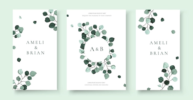 Carte d'invitation de mariage avec jeu de feuilles