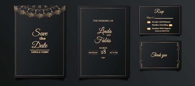 carte d'invitation de mariage de luxe