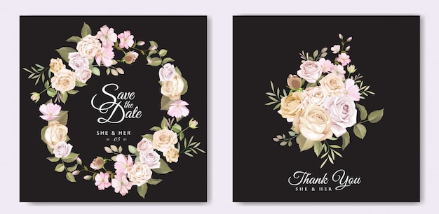 Carte D'invitation De Mariage Magnifique Avec Modèle Floral