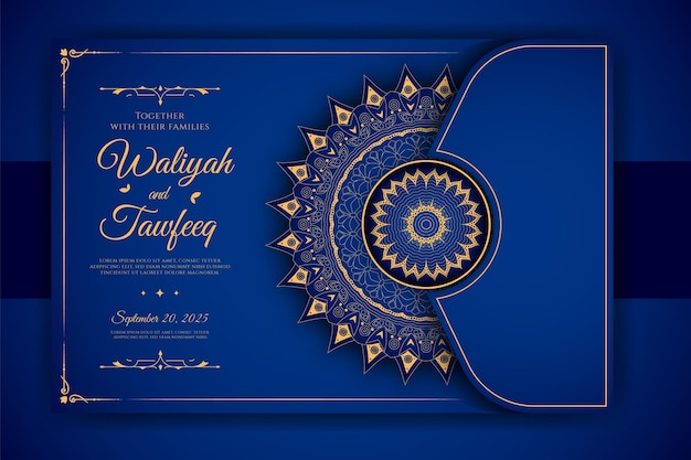 Carte D'invitation De Mariage Mandala Ornemental De Luxe Avec Fond Islamique Arabe Arabesque Doré
