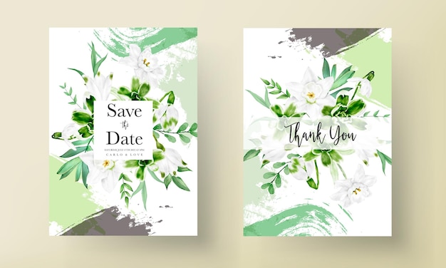 Carte D'invitation De Mariage Moderne Avec Aquarelle Florale De Verdure