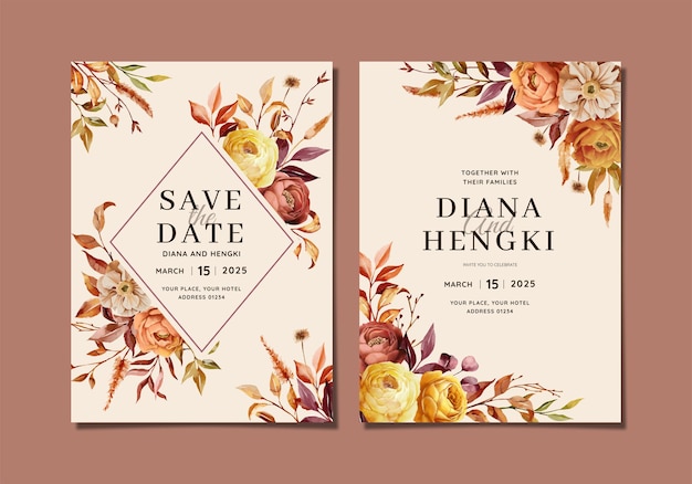 Carte D'invitation De Mariage Avec La Nature D'automne