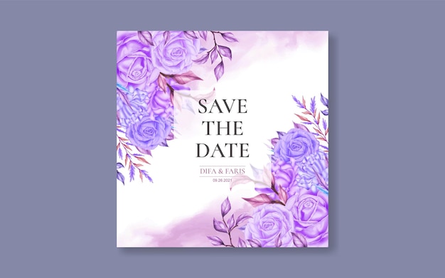 Carte D'invitation De Mariage Romantique Fleur Aquarelle