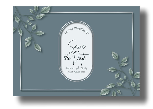 Vecteur carte d'invitation de mariage simple moderne avec dessin à la main de feuillage10