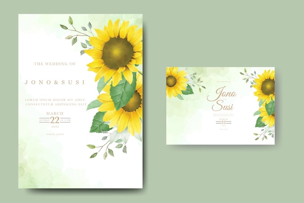 Carte d'invitation de mariage de tournesol