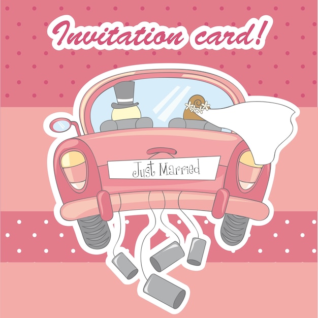 Vecteur carte d'invitation pour mariage sur vecteur fond rose