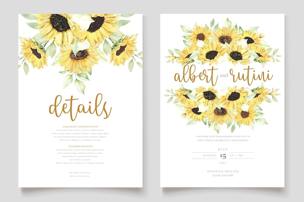 carte d'invitation tournesol aquarelle