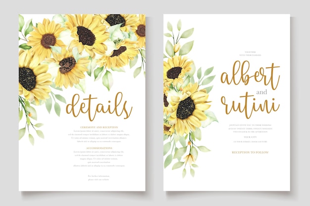 carte d'invitation tournesol aquarelle