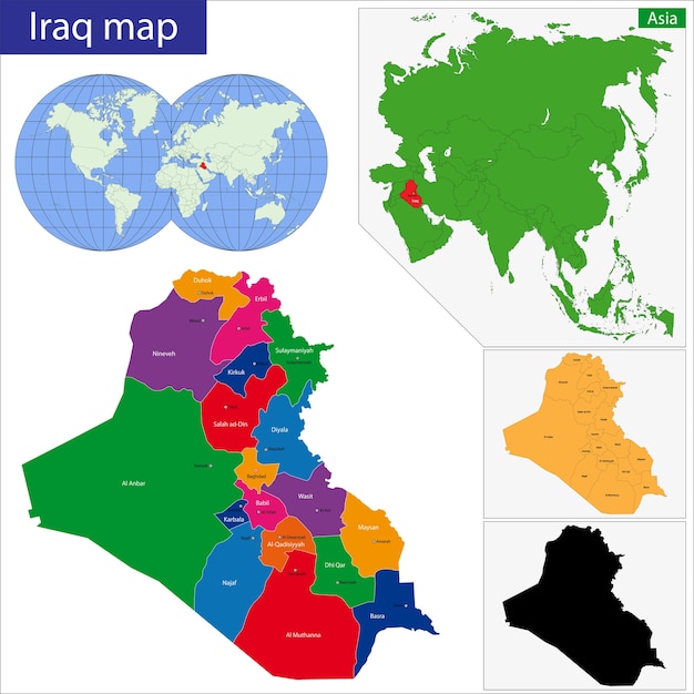 Vecteur carte de l'irak