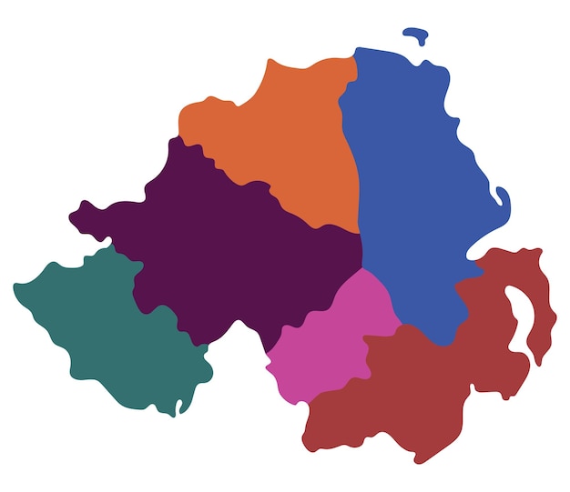 Carte d'Irlande du Nord Carte de l'Irlanda du Nord divisée en six régions principales