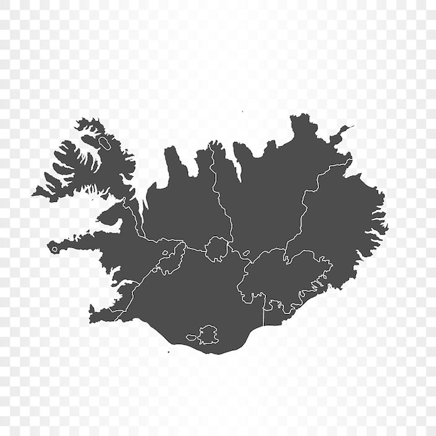 Vecteur carte de l'islande sur fond transparent