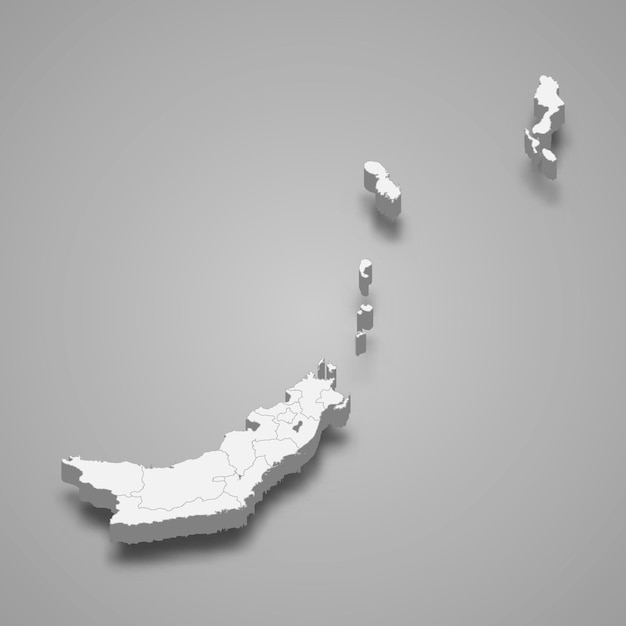 La carte isométrique 3D du nord de Sulawesi est une province de l'Indonésie