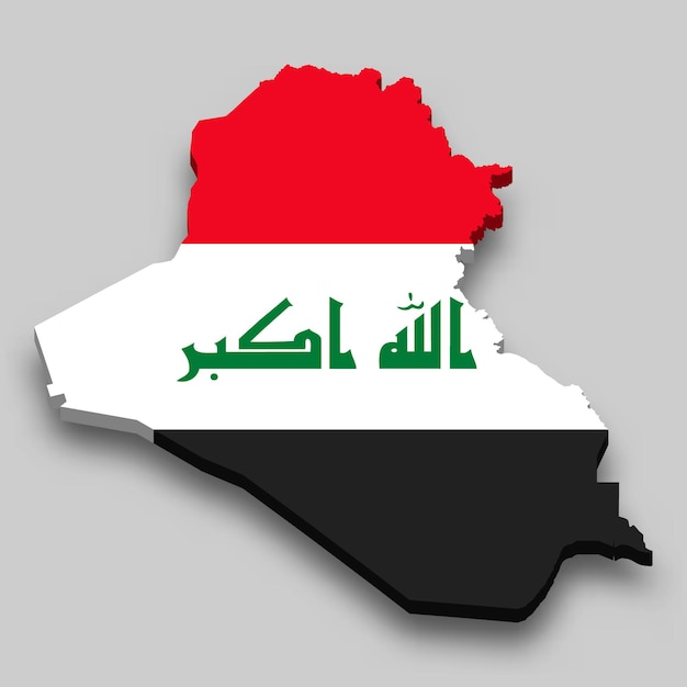Carte isométrique 3D de l'Irak avec le drapeau national.