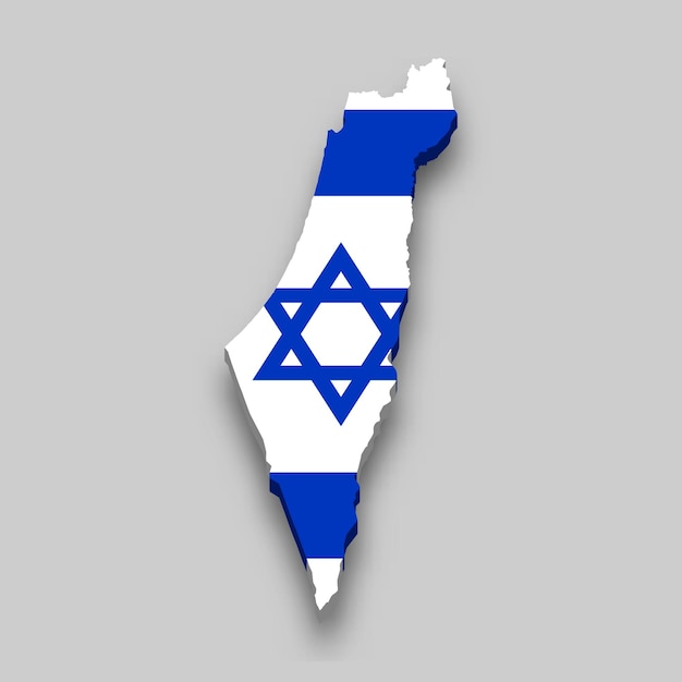 Carte Isométrique 3d D'israël Avec Le Drapeau National.