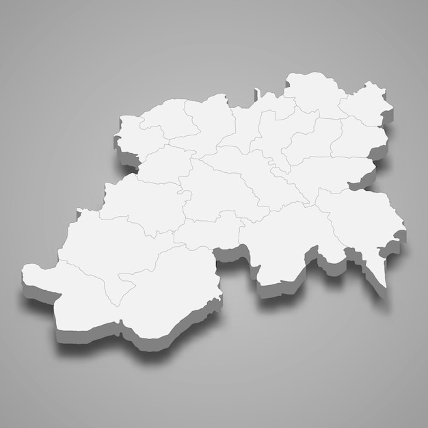 Carte isométrique 3D de Médée est une région de l'Algérie