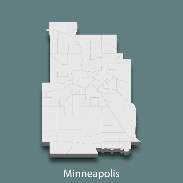 La Carte Isométrique 3d De Minneapolis Est Une Ville Des états-unis