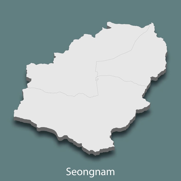 Carte Isométrique 3d De Seongnam Est Une Ville De Corée