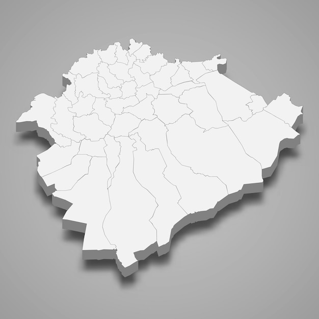 Vecteur carte isométrique 3d de tiaret est une région de l'algérie