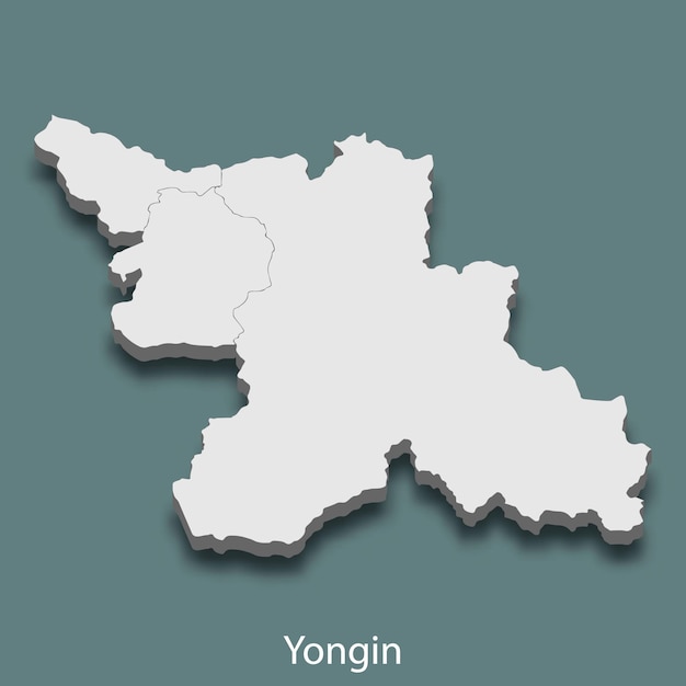 Carte isométrique 3d de Yongin est une ville de Corée