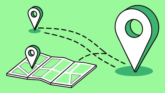 Carte isométrique de navigation Planification de route Pins de localisation GPS