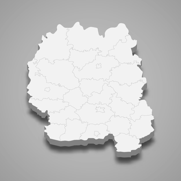 Carte isométrique de l'oblast de Jytomyr est une région de l'Ukraine